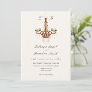 Invitation Brown vintage lustres mariage