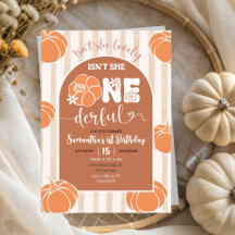 Brown Whimsical Stripes Citrouille Anniversaire ma