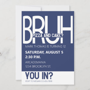INVITATION BRUH ANNIVERSAIRE ADO BOY BLUE WHITE