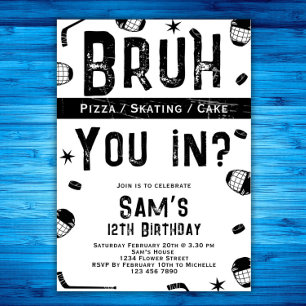 Invitation Bruh Boys Ice Hockey Anniversaire de enfant Party