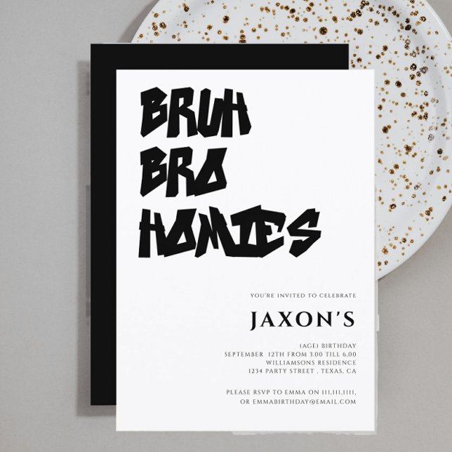 Invitation BRUH bro homie moderne entre anniversaire Invitati (Créateur téléchargé)