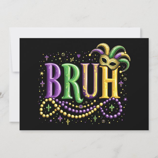 Invitation Bruh Mardi Gras - Carnaval drôle et festif (Devant)