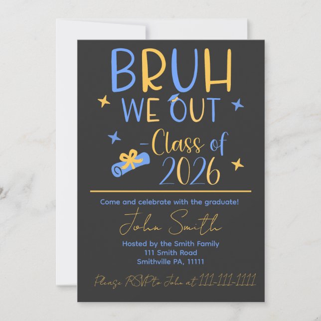 Invitation Bruh, notre soirée de fin d'études 2026 (Devant)