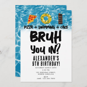 Invitation Bruh, Tu Es Dans ? Enfant Adolescent Piscine d'ann