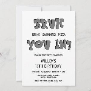 Invitation BRUH, tu es là ? Piscine Fête Garçon Anniversaire