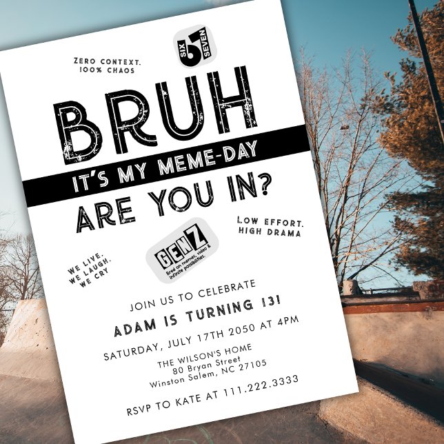 Invitation Bruh, Tu Es Prêt ?  Adolescent Garçon Branché Anni (Créateur téléchargé)