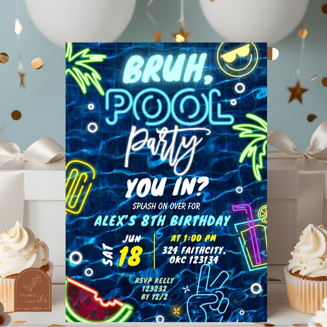 Invitation Bruh Vous dans l'anniversaire Splash Summer Party  (Créateur téléchargé)