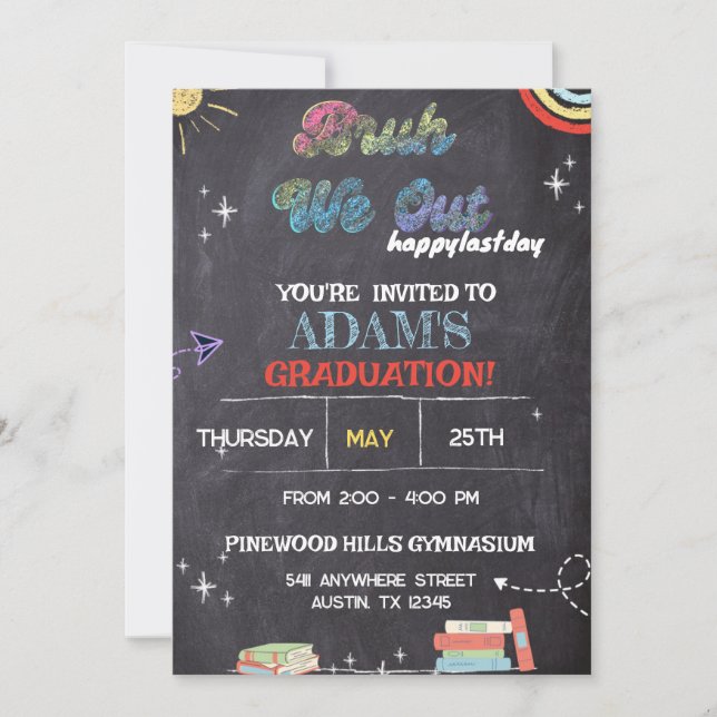Invitation Bruh We Out Chalkboard pré k Graduation (Devant)