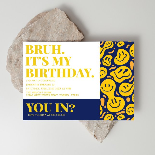 Invitation Bruh You In The Trendy Boy Birthday (Créateur téléchargé)