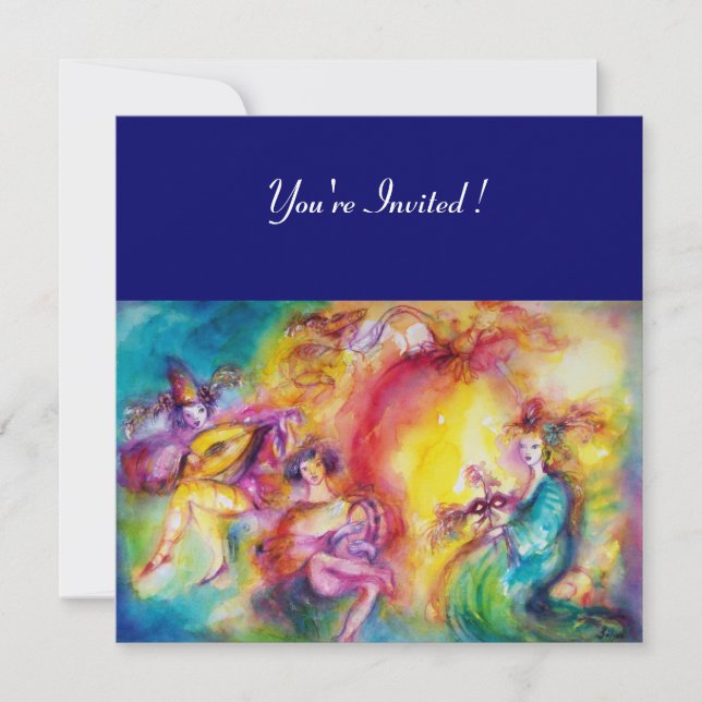 Invitation BRÛLANT LE CARNIVAL, Bal masqué de Mardi Gras (Devant)