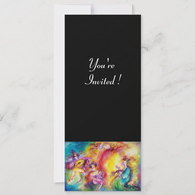 Invitation BRÛLANT LE CARNIVAL, Bal masqué de Mardi Gras (Devant)