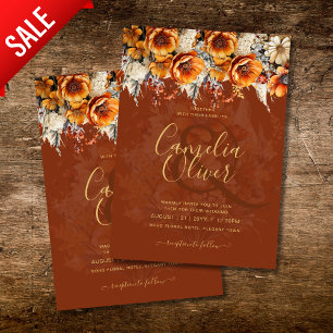 Invitation Brûlé Orange Rustique Automne Floral Boho d'hiver 