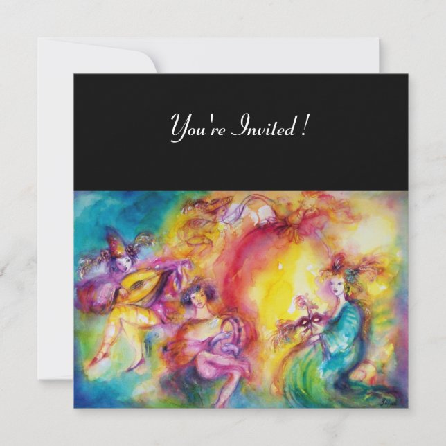 Invitation BRÛLER LE CARNAVAL, Mardi Gras Masquerade Ball (Devant)