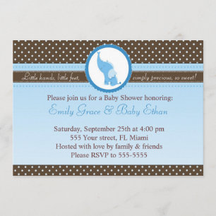 Invitation Brun bleu de douche de bébé d'invitation