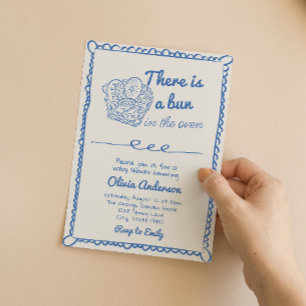 Invitation Brun Bleu Tiré À La Main Dans Le Baby shower Du Ga