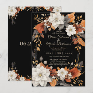 Invitation Brun foncé, caramel de café et fleurs d'automne be