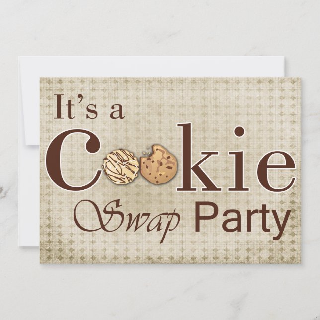 Invitation brun rustique Holiday Cookie échange de l'invitati (Devant)