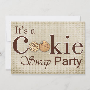 Invitation brun rustique Holiday Cookie échange de l'invitati