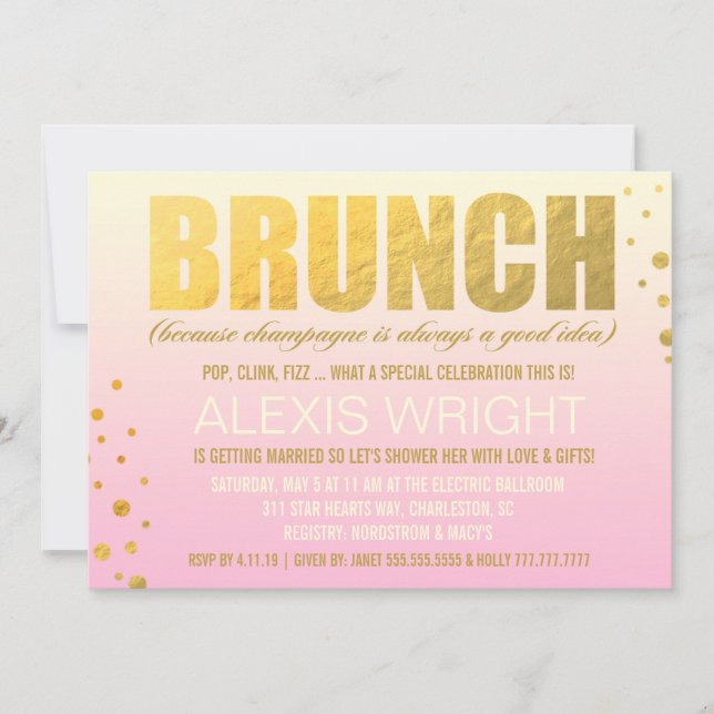 Invitation Brunch 311 puisque Champagne Ombre rose (Devant)