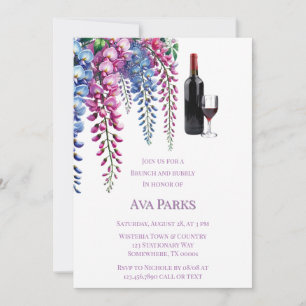 Invitation Brunch à la Wisteria violette et rose et bulle