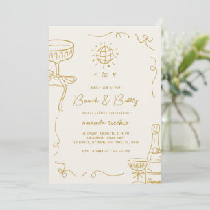 Invitation Brunch à main française et Fête des mariées mousse