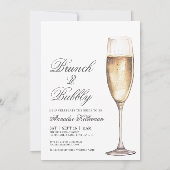 Invitation Brunch And Bubbly Bridal Shower (Devant)