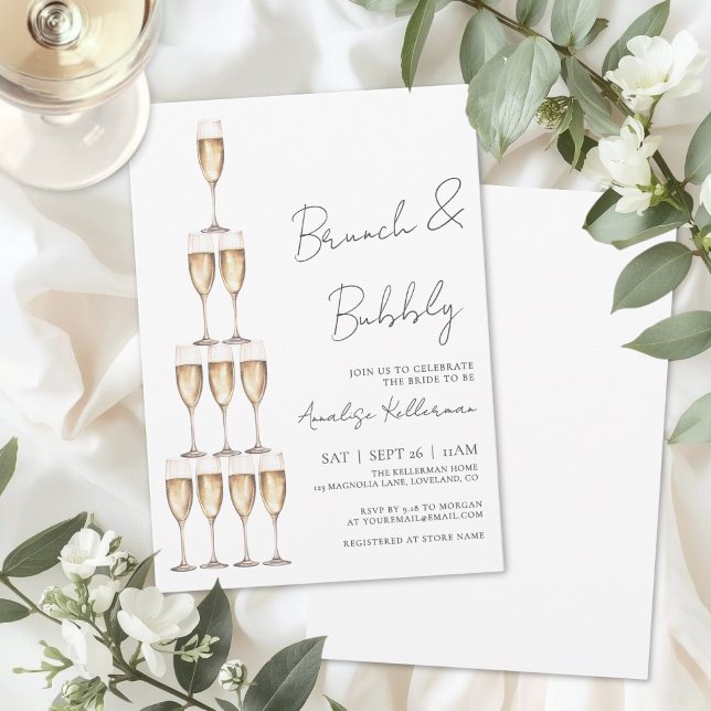 Invitation Brunch And Bubbly Champagne Bridal Shower (Brunch And Bubbly Champagne Bridal Shower Invitation)