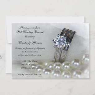 Invitation Brunch Après Mariage Diamants et Perles Blanches