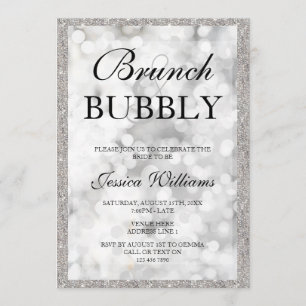 Invitation Brunch argenté de paillettes et Fête de la mariée
