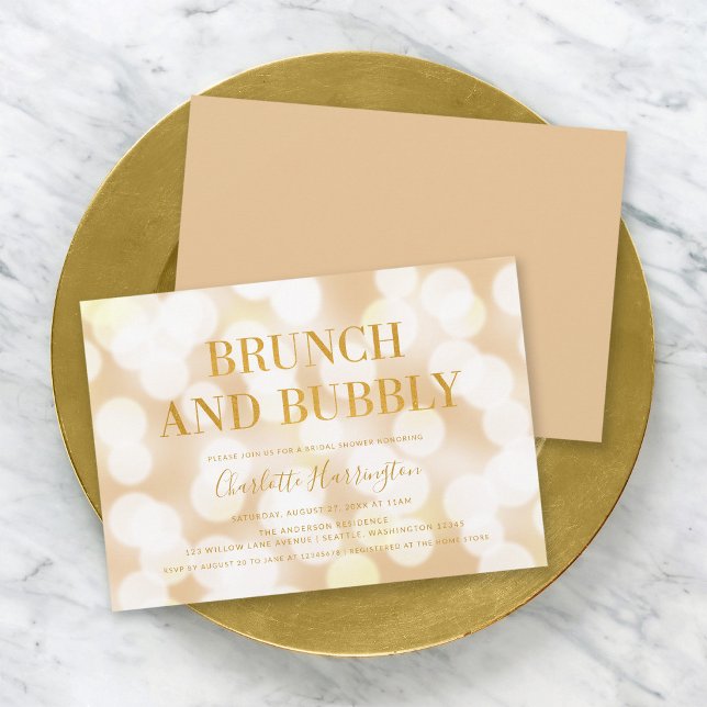 Invitation Brunch au Champagne Bokeh et Réception de Mariage  (Créateur téléchargé)