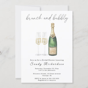 Invitation Brunch au champagne et Fête des mariées à bulles