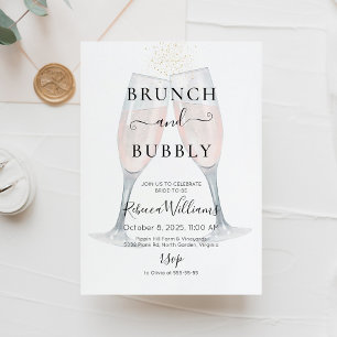 Invitation Brunch au champagne et Fête des mariées à bulles
