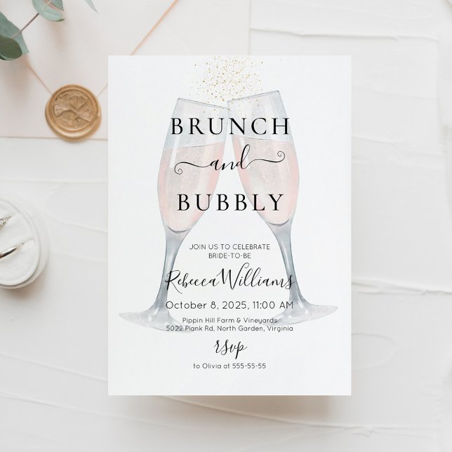 Invitation Brunch au champagne et Fête des mariées à bulles (Créateur téléchargé)