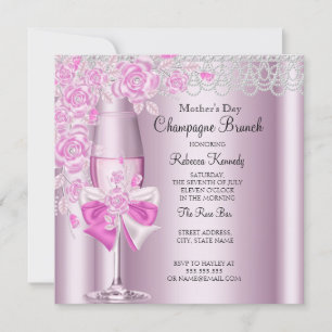 Invitation Brunch au Champagne Rose Rose Pretty Pink de la Fê