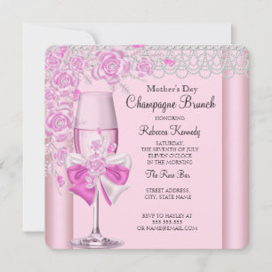 Invitation Brunch au Champagne Rose Rose Pretty Pink pour la 
