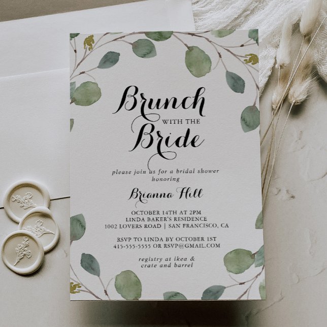 Invitation Brunch au feuillage Eucalyptus avec douche de mari (Créateur téléchargé)