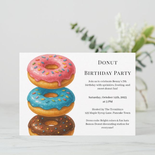 Invitation Brunch aux beignes | Fête d'anniversaire (Debout devant)