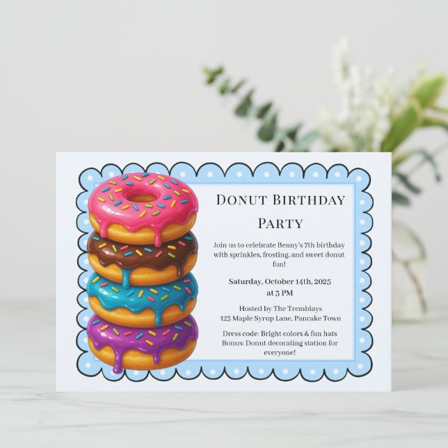 Invitation Brunch aux beignes | Fête d'anniversaire (Debout devant)