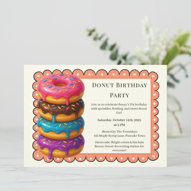 Invitation Brunch aux beignes | Fête d'anniversaire (Debout devant)