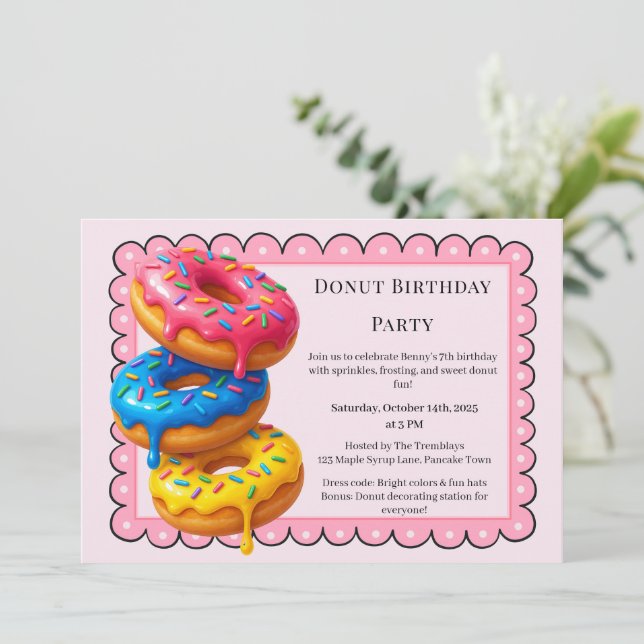 Invitation Brunch aux beignes | Fête d'anniversaire (Debout devant)