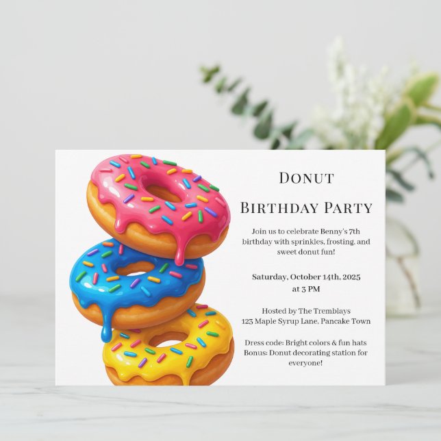 Invitation Brunch aux beignes | Fête d'anniversaire (Debout devant)