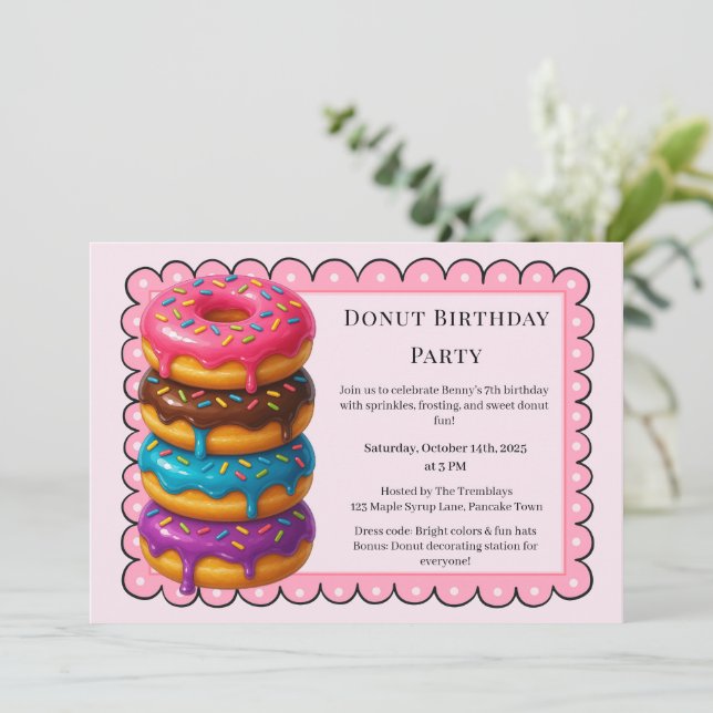 Invitation Brunch aux beignes | Fête d'anniversaire (Debout devant)