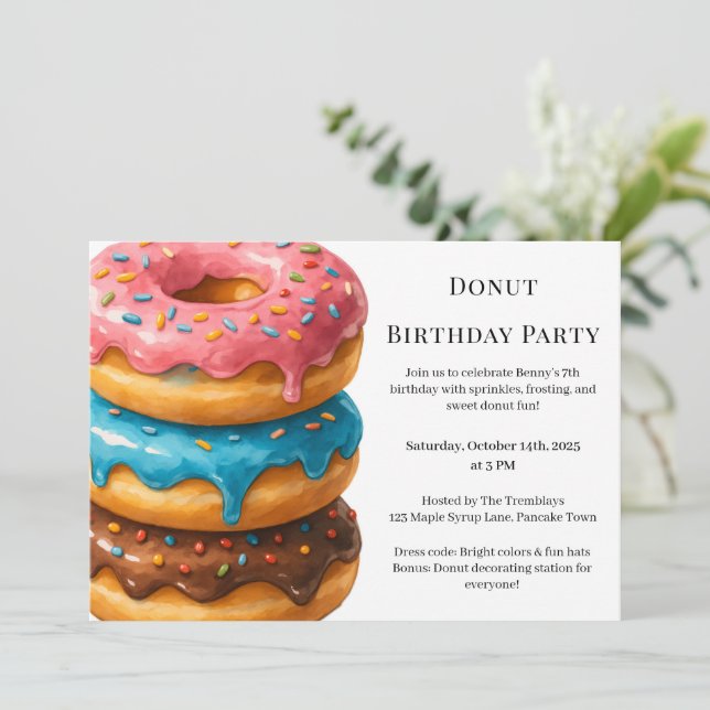 Invitation Brunch aux beignes | Fête d'anniversaire (Debout devant)
