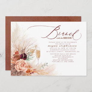 Invitation Brunch avec Fête des mariées mariée Pampas Grass
