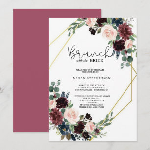 Invitation Brunch avec la Fête des mariées Bride Gold Green