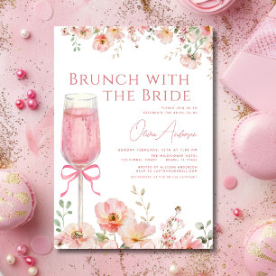 Invitation Brunch avec la Fête des mariées Bride Pink Bow