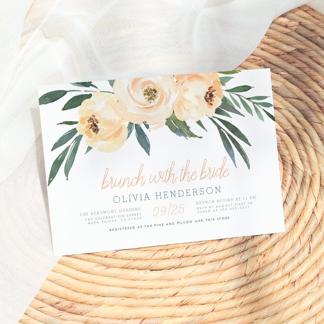 Invitation Brunch Avec La Mariée | Blush Floral Fête des mari (Créateur téléchargé)