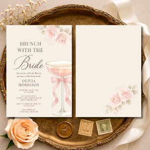 Invitation Brunch avec la mariée Ruban Rose Mariage Shower