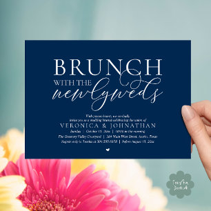 Invitation Brunch avec les jeunes mariés, Mariage Bleu Nuit