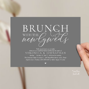 Invitation Brunch avec les jeunes mariés, Mariage Gris foncé